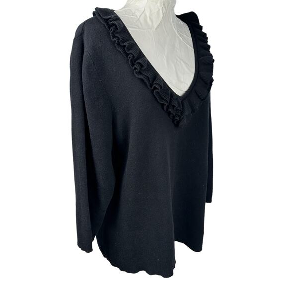 Coldwater Creek Knit Pullover Wool Cashmere Sweater 2X Black Whimsigoth Western - Picture 4 of 12